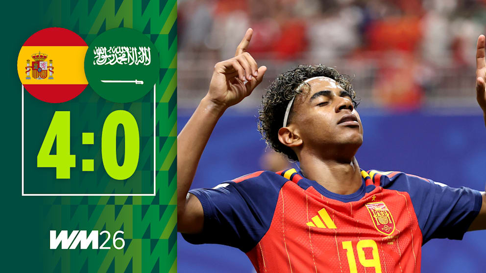 Lamine Yamal feiert sein erstes WM-Tor gegen Saudi-Arabien
