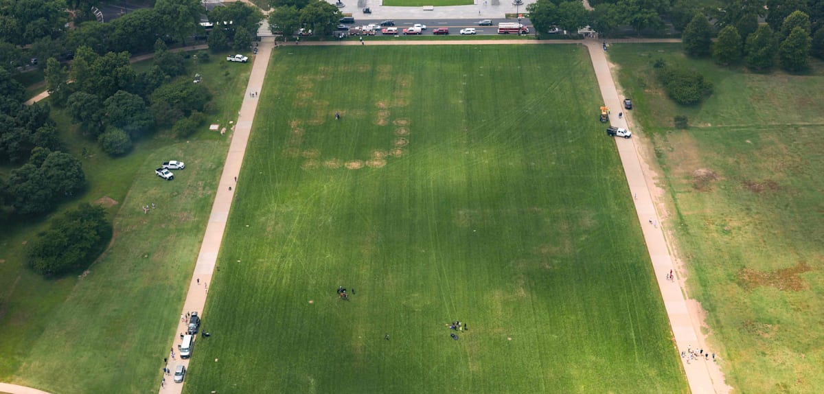 Großer Anti-Trump-Slogan auf der National Mall in Washington