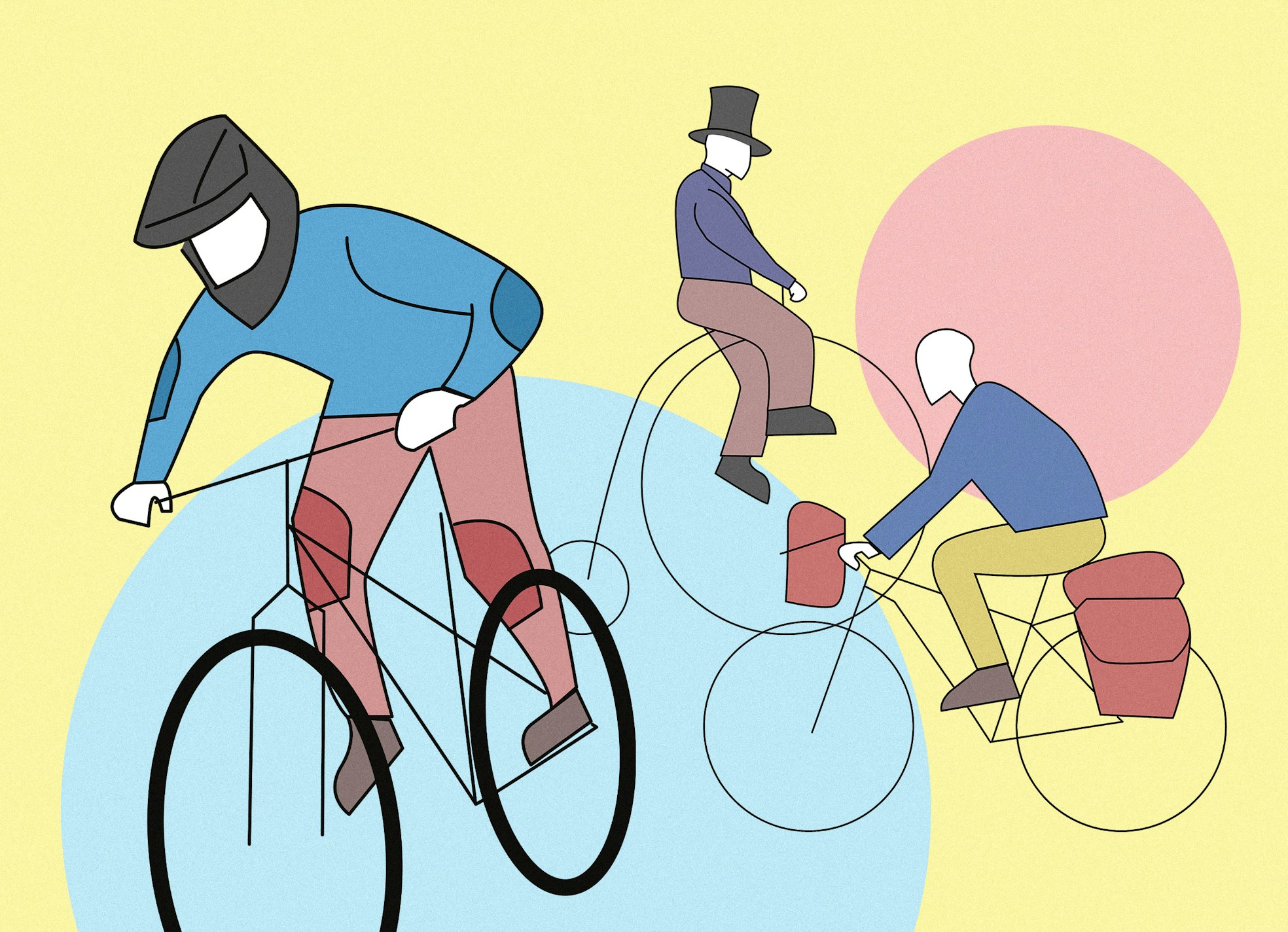 Typologie von Radfahrern und ihren Fahrrädern