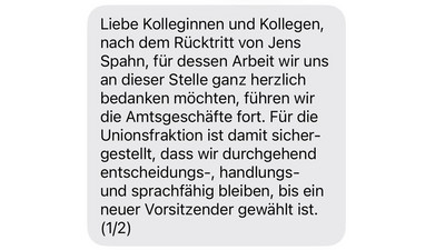 Rücktritt von Jens Spahn als Vorsitzender der Unions-Fraktion