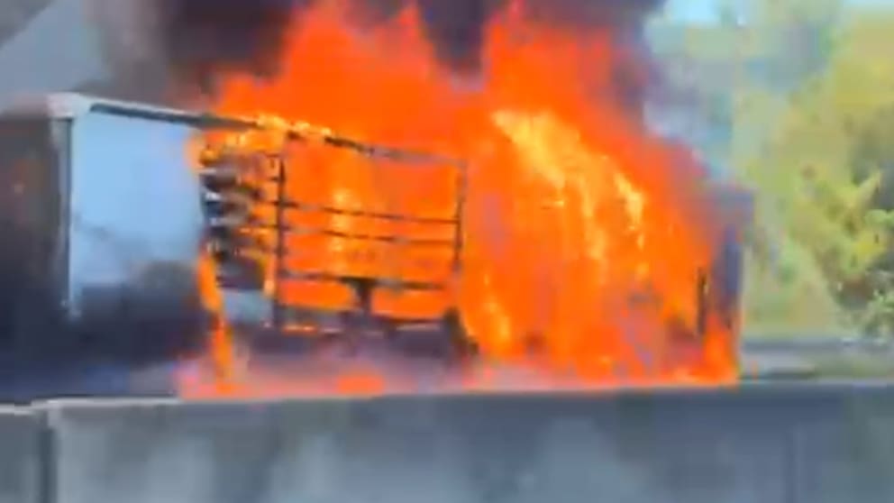 Großeinsatz der Feuerwehr: Lkw-Brand auf der A5