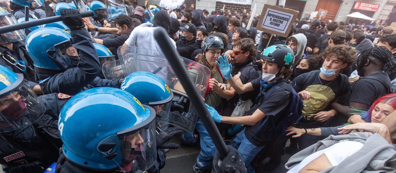Gewalt bei Protesten in Italien und anderen europäischen Ländern