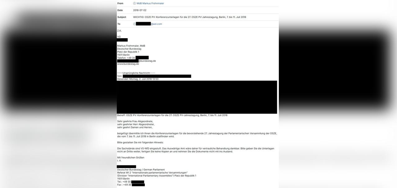 Vertrauliche Bundestagsdokumente an privates Konto weitergeleitet